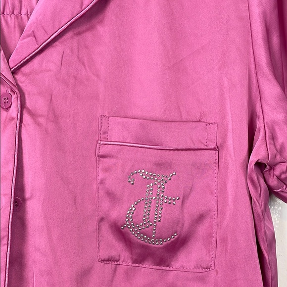 Juicy Couture Women's M Satin Pink Barbiecore Button Down Lounge Pajama Set - Picture 4 of 15